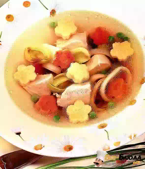 Суп из индейки с омлетом