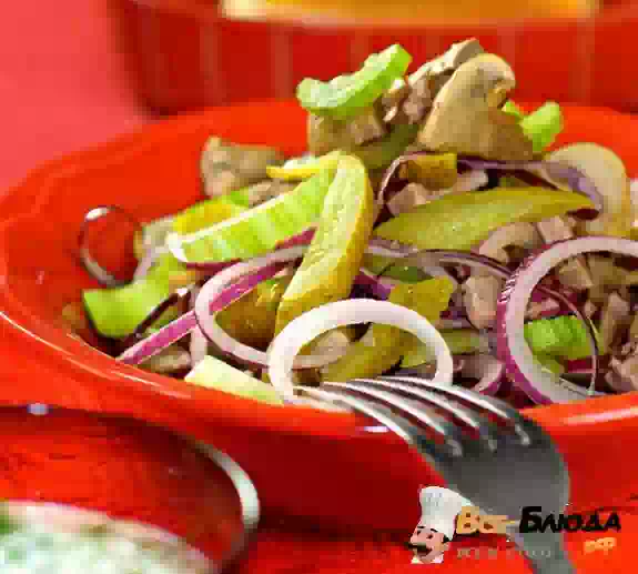 Салат из языка с грибами