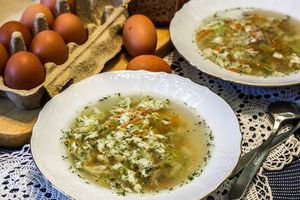 Куриный суп с кабачками и яйцом Куриный суп с кабачками и яйцом