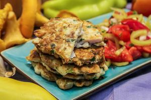 Оладьи из куриного филе с лисичками Оладьи из куриного филе с лисичками